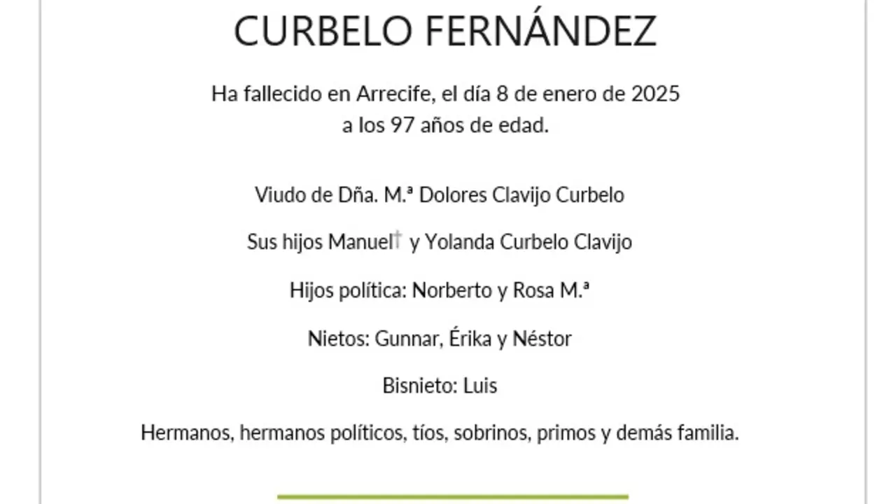 Ha muerto Domingo Curbelo Fernández