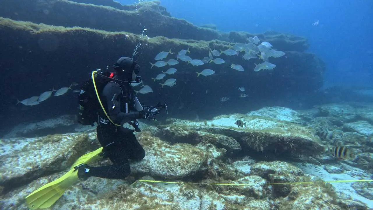 3. Imagen de toma de muestras submarinas por parte del equipo del proyecto AMPL&Iacute;A