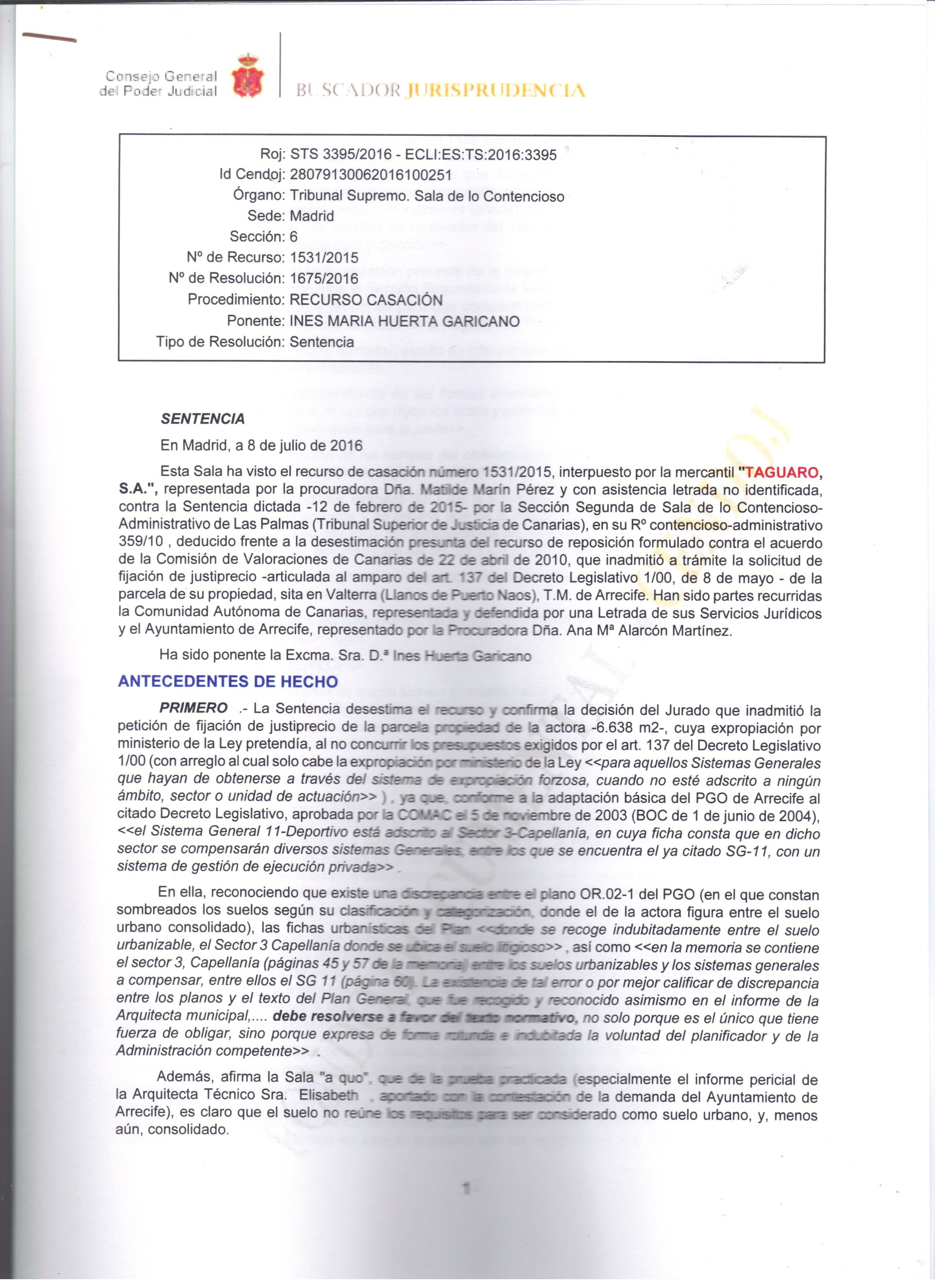 Tribunal Supremo Taguaro SL 001