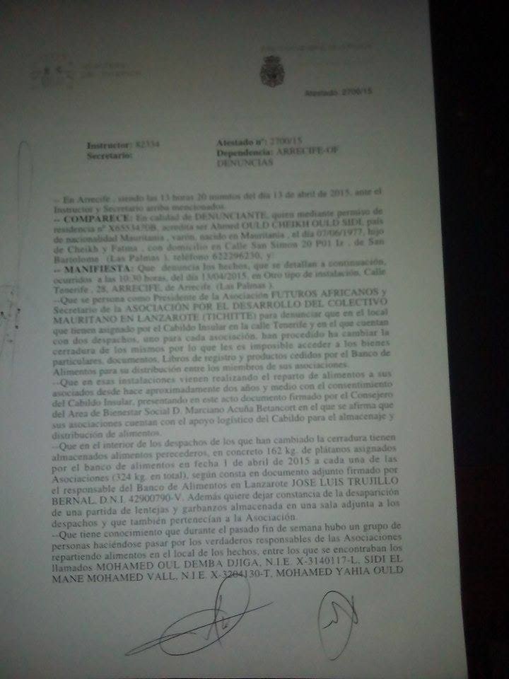 Denuncia del colectivo en la Policía 2