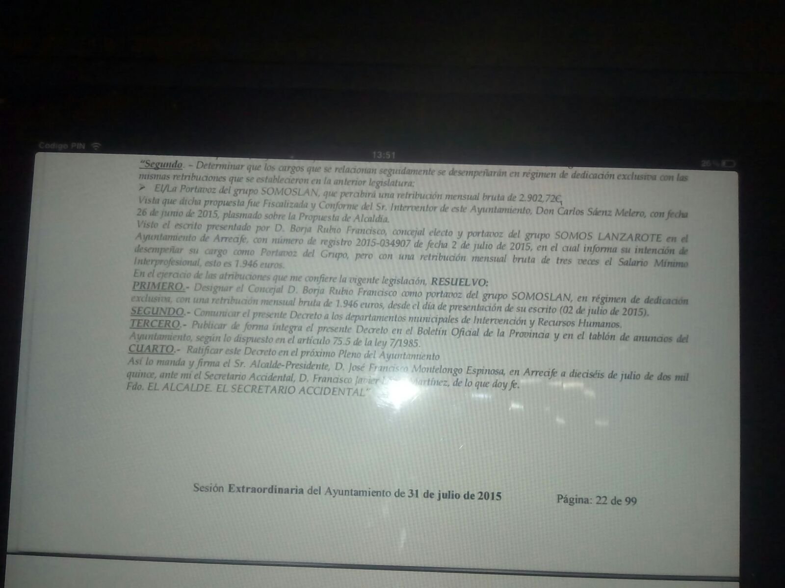 Acta del Pleno de Arrecife 3-Borja Rubio