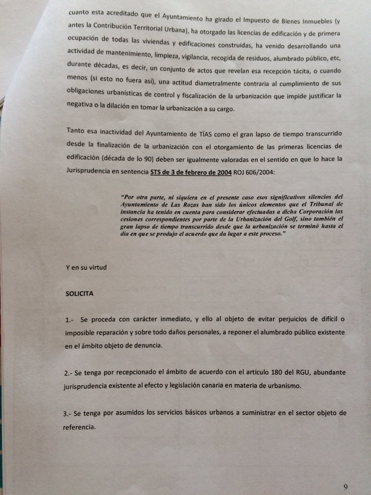 Denuncia a la Alcaldía de Tías