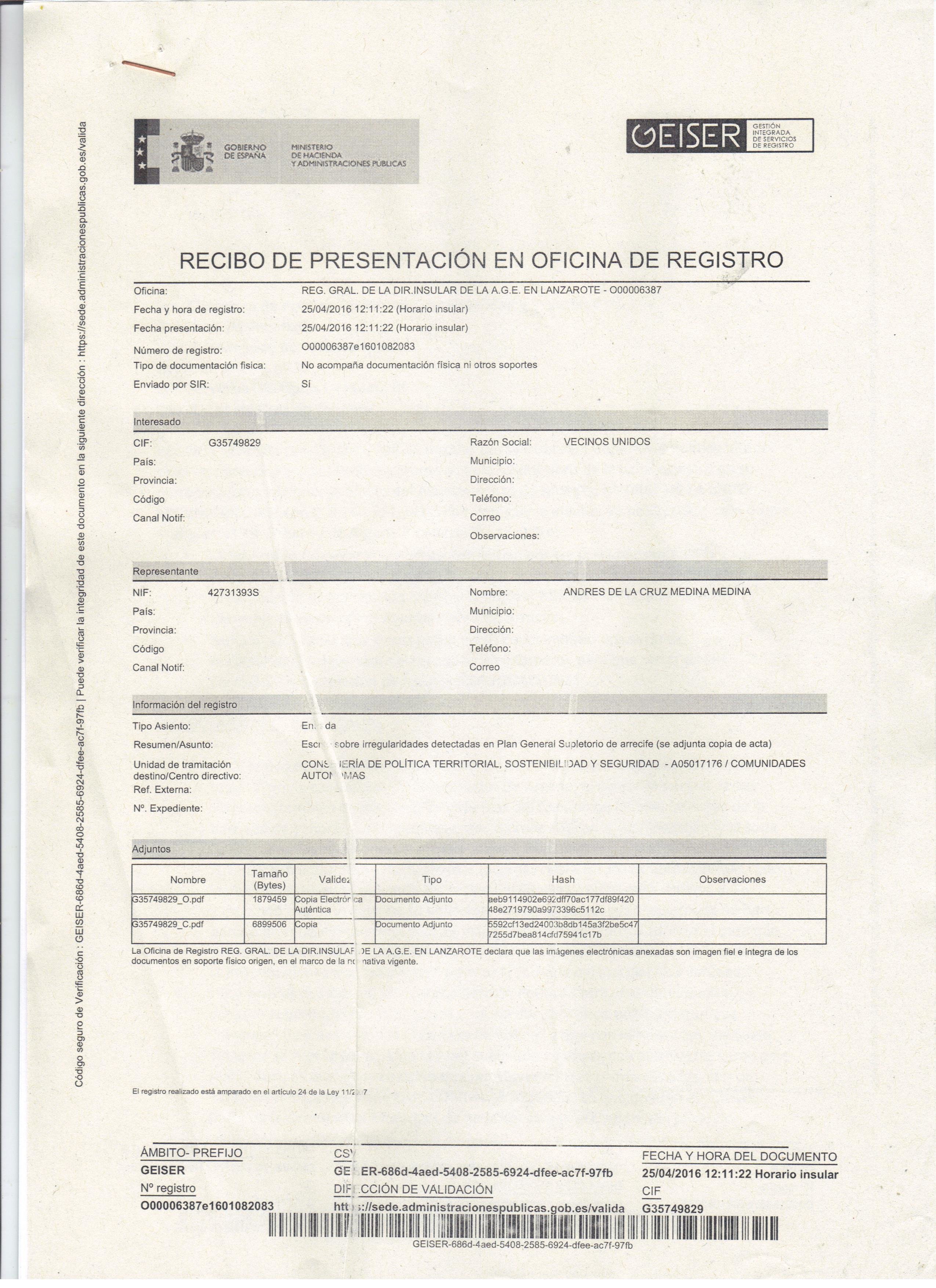 Escrito a la Consejera de Política Territorial 001