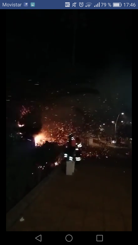Incendio durante los fuegos artificiales