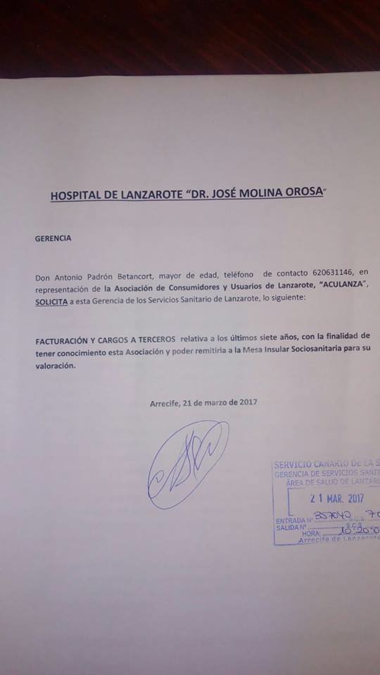 Escrito al Gerente del Hospital