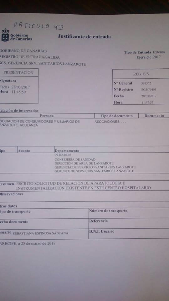 Solicitud de aparataje