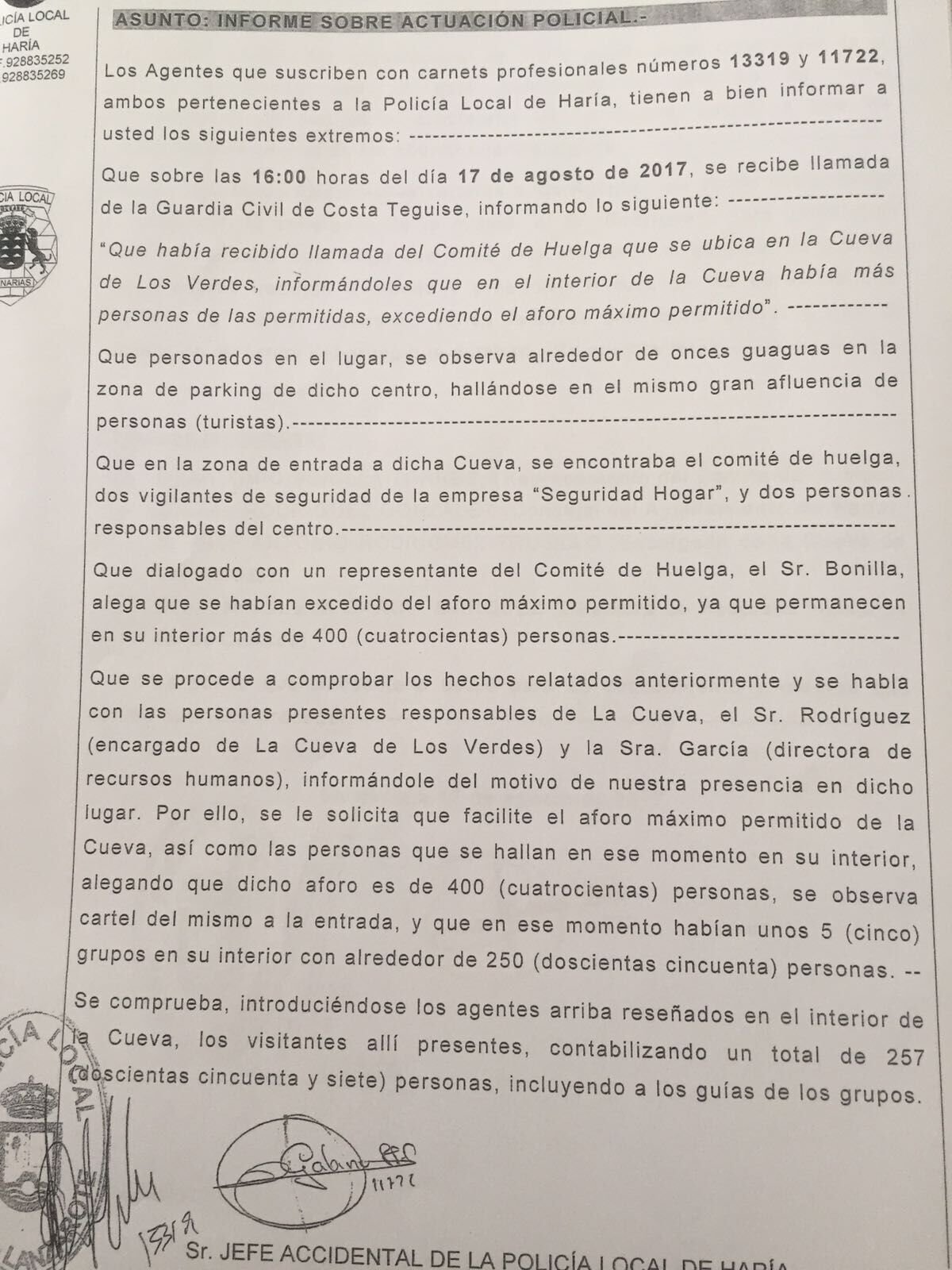 Informe Policía Local Haría
