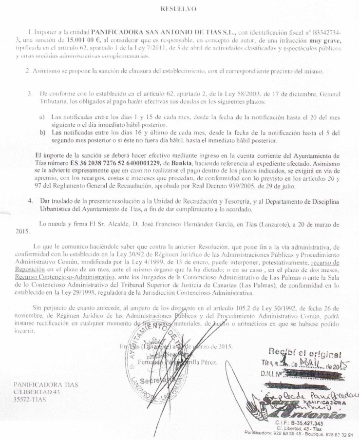 Sanción_15000€_Panificadora_SanAntonio