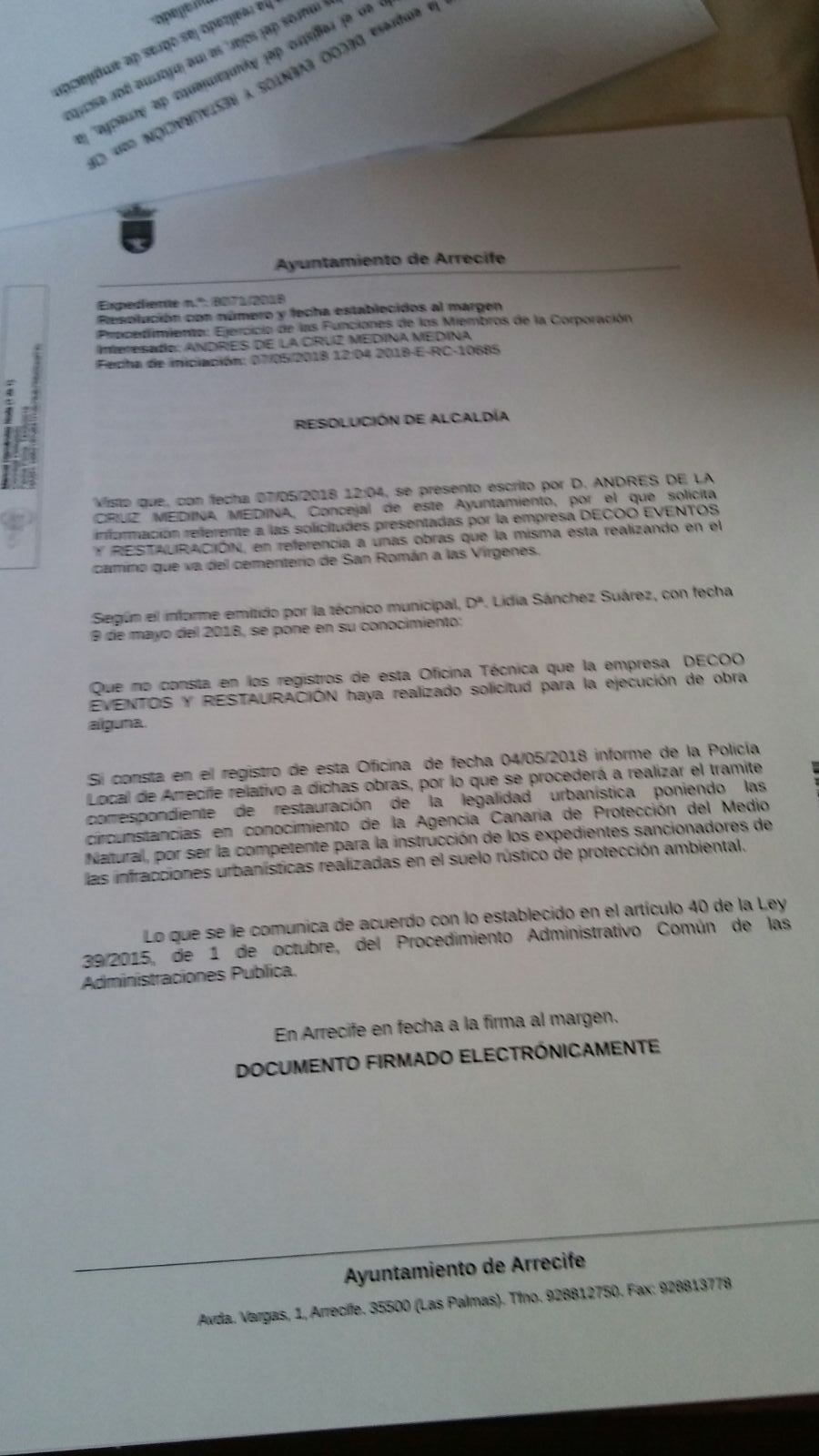 Informe obra Las Cadenas 3