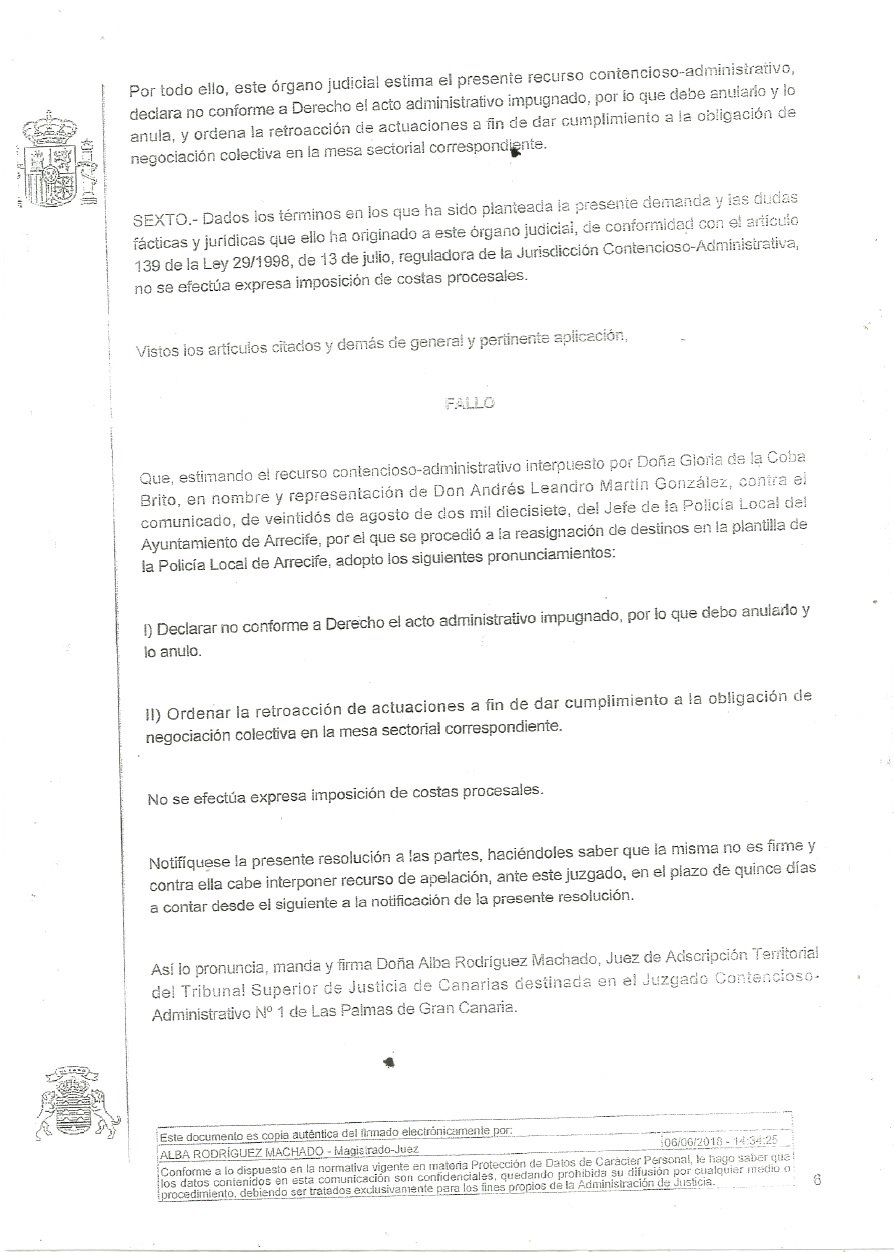 Sentencia Policía Local