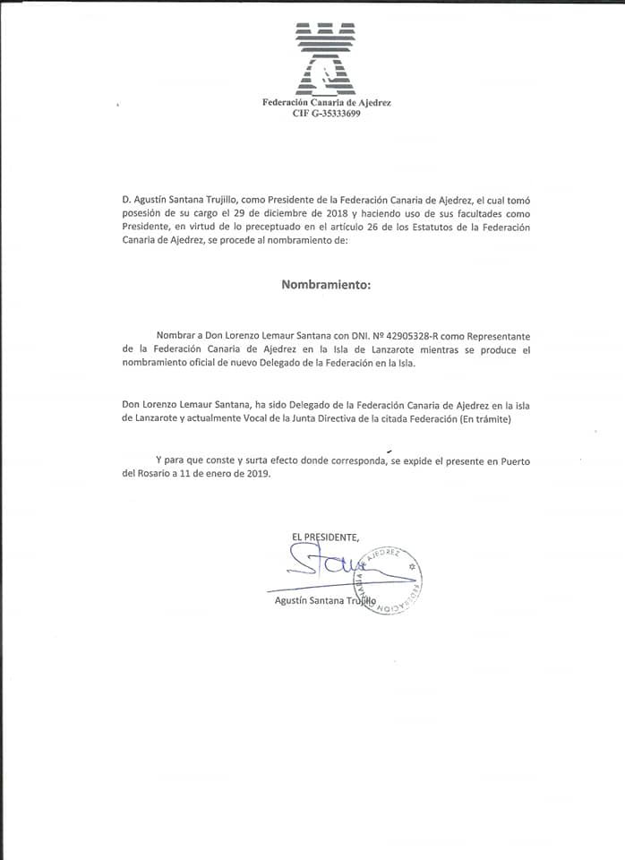 Nombramiento de Lorenzo Lemaur