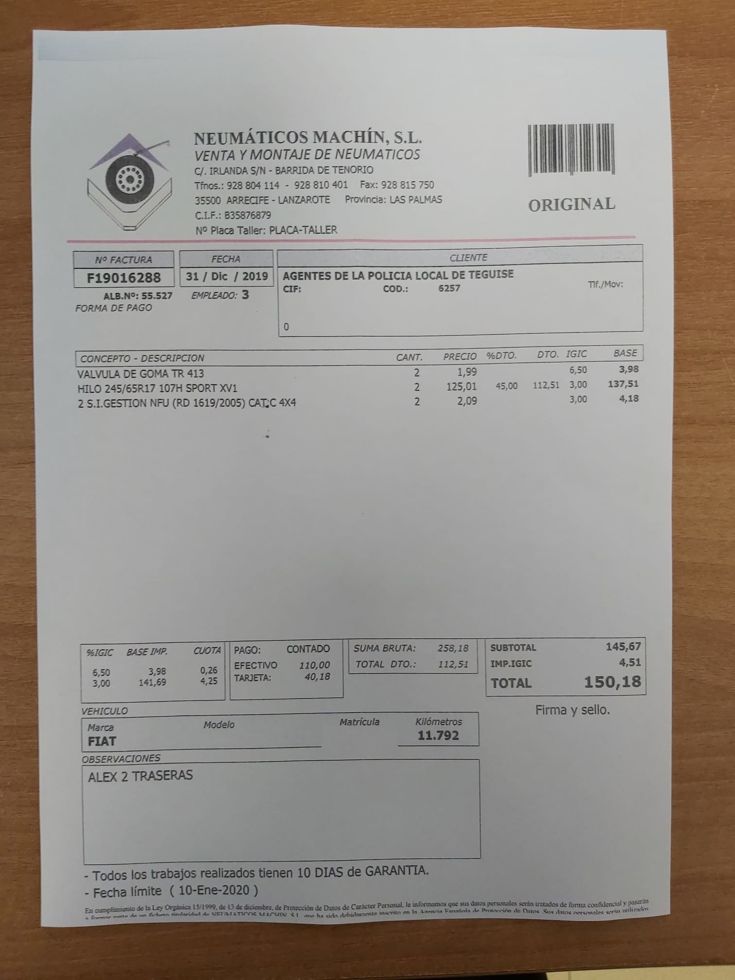 Denuncia coches de policía Teguise