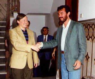 Lorenzo Lemaur con el Campeón del Mundo de Ajedrez