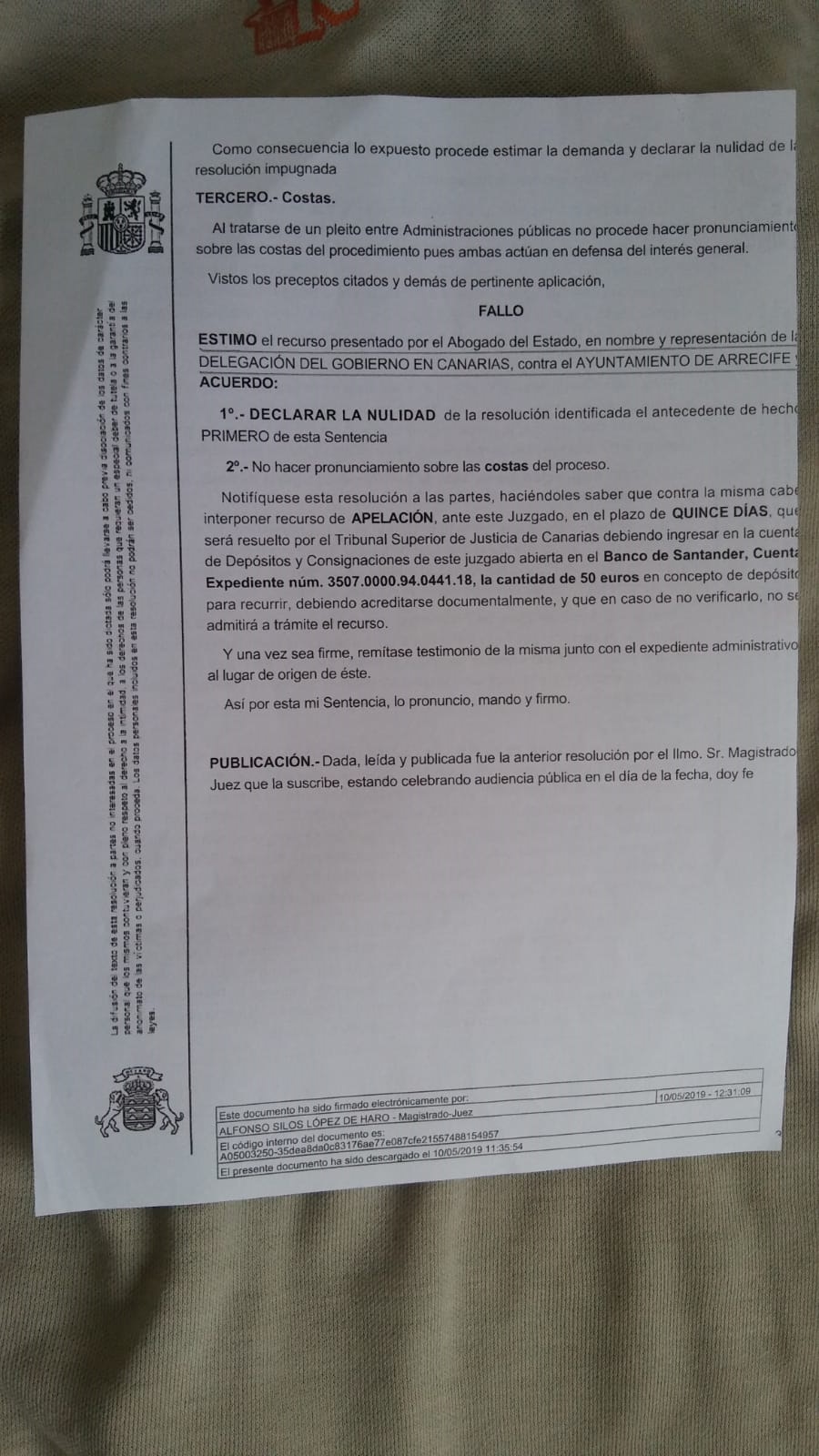 Sentencia ayuntamiento Arrecife