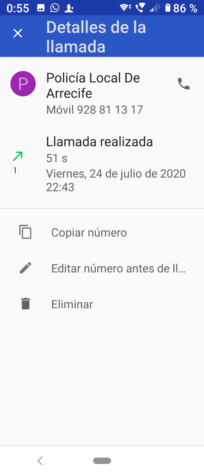 Registros telefónicos de llamadas a la Policía 4