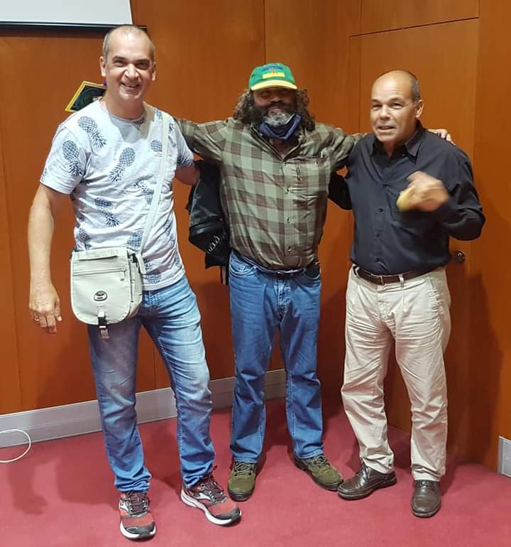 El autor con Julio Ramírez y Pedro Brisón