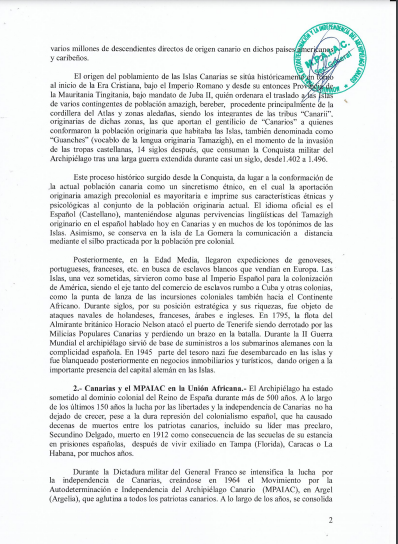 Documento presentado a la ONU 2
