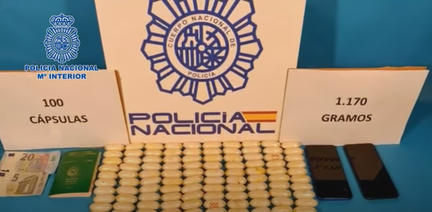 Droga intervenida al mulero guineano