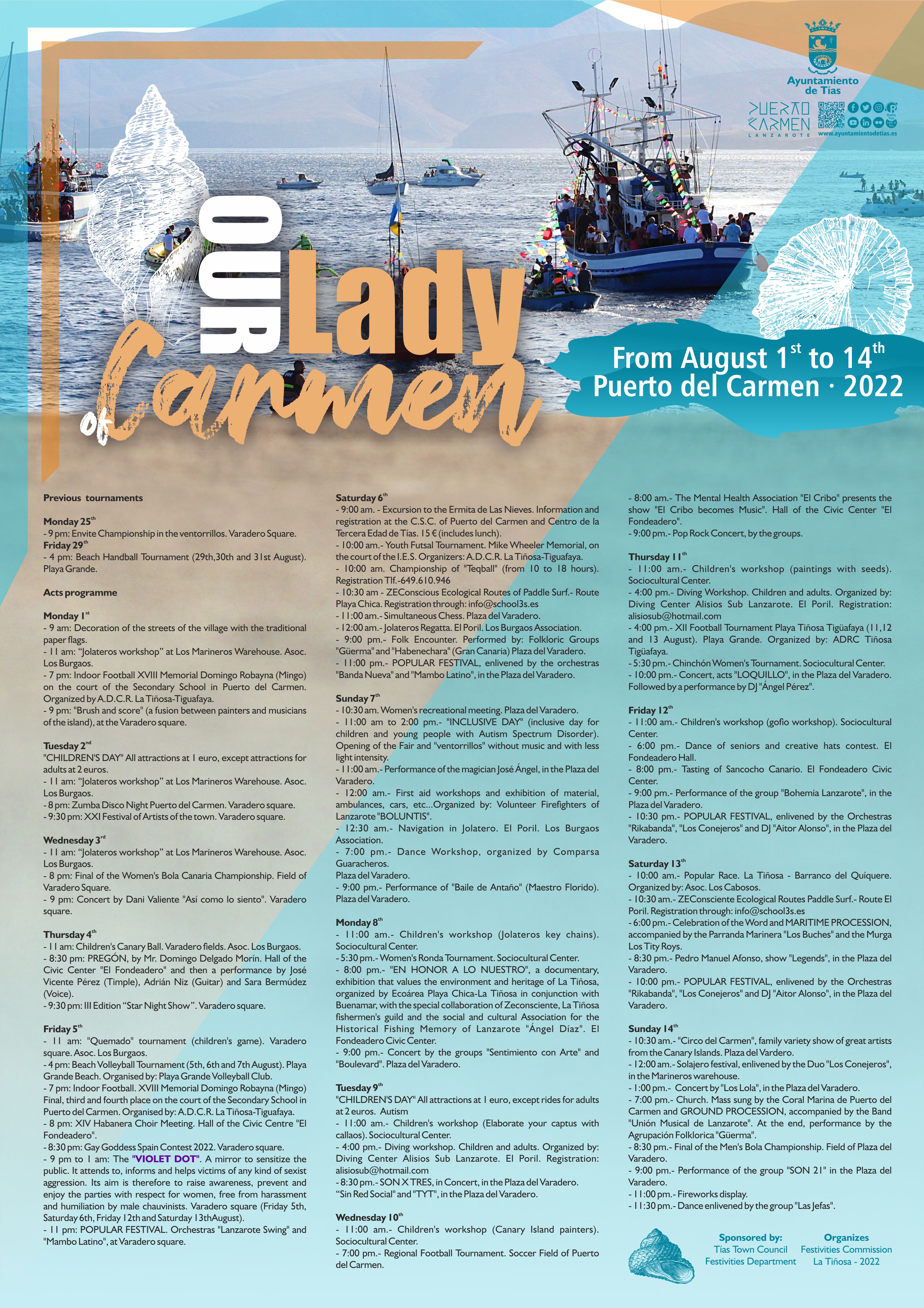 Programa Fiestas del Carmen 2022 INGLÉS
