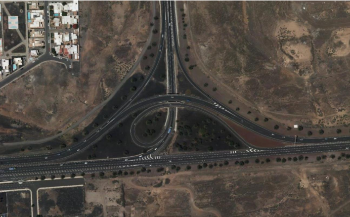Estado actual del enlace entre las carreteras LZ-2 y LZ-3