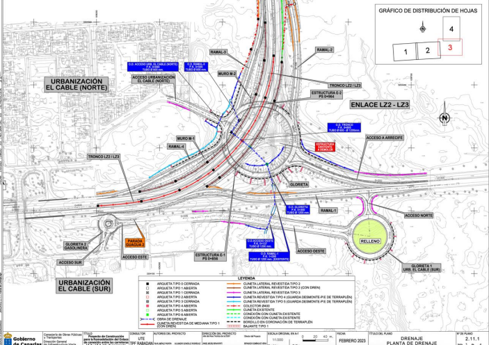 Plano del proyecto de la Consejería de Obras Públicas