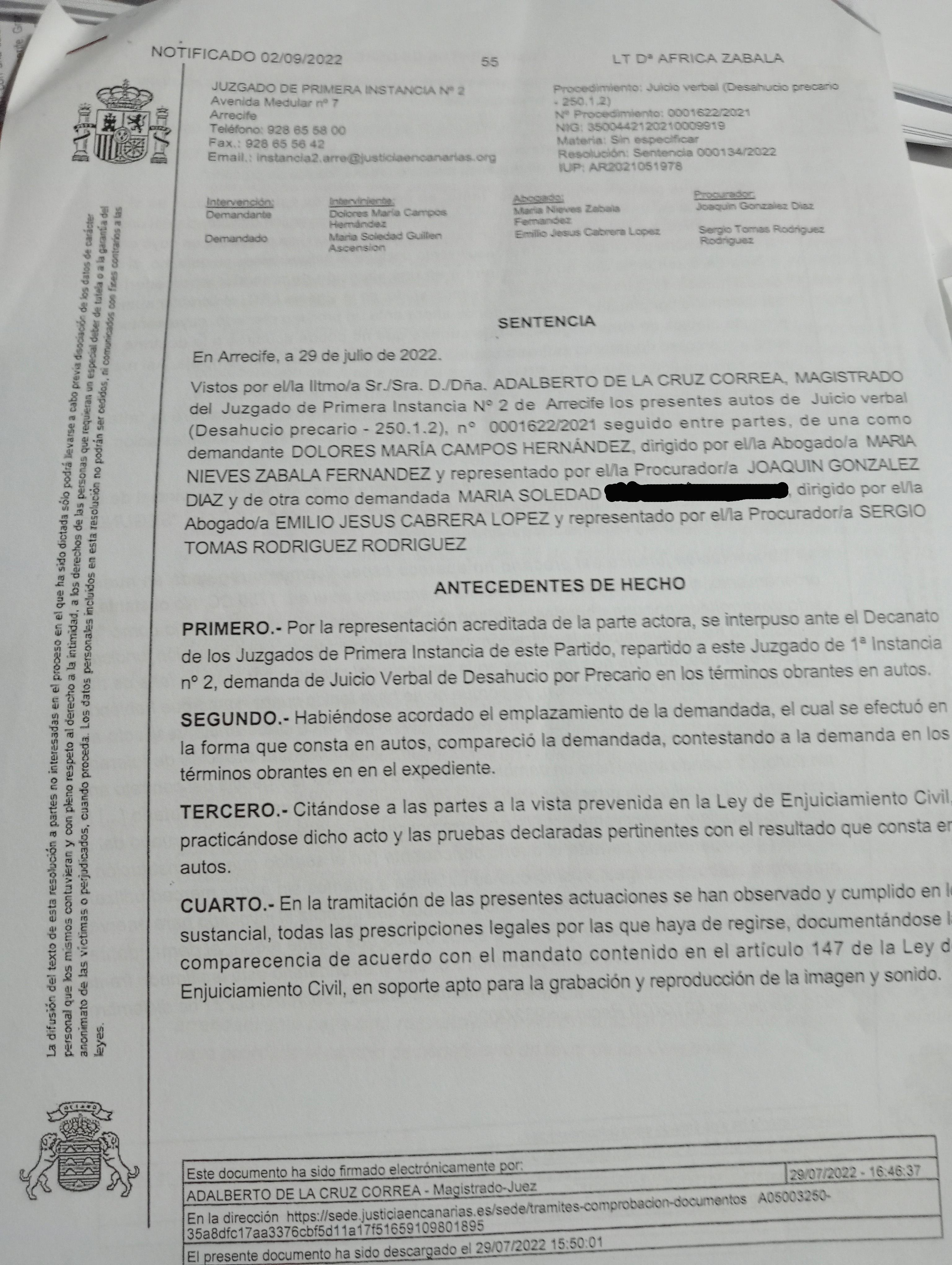 Sentencia Loli Juzgado Arrecife tachado