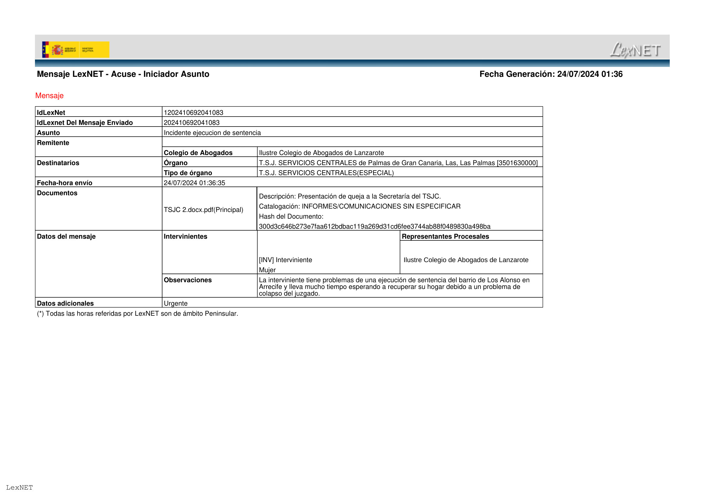 ACUSE DE RECIBO TSJ-1
