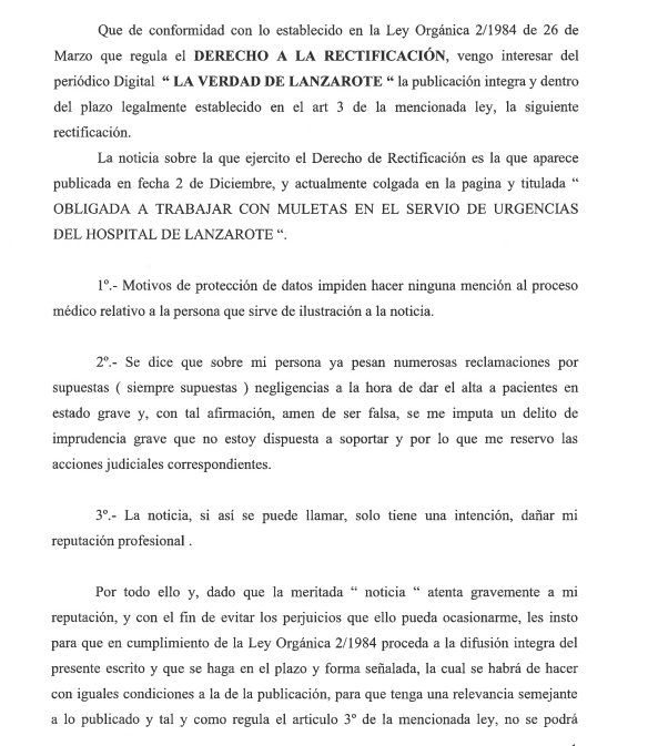 RÉPLICA DE LA INSPECTORA MÉDICA